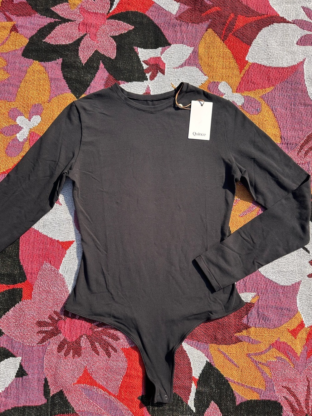 Quince Stretch Cotton Jersey Long Sleeve Bodysuit NWT!